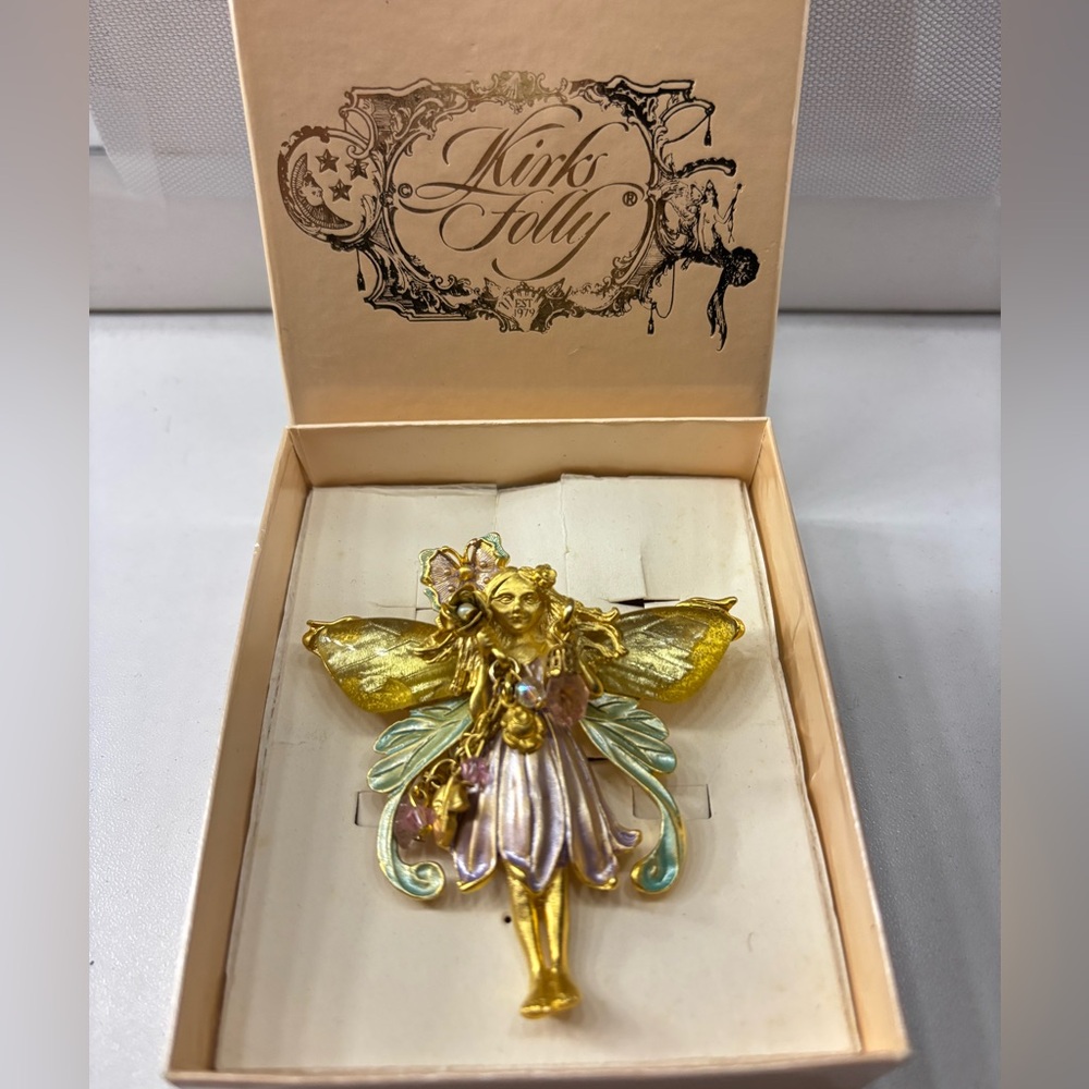 Kirks Folly Gold and Purple Fairy Brooch